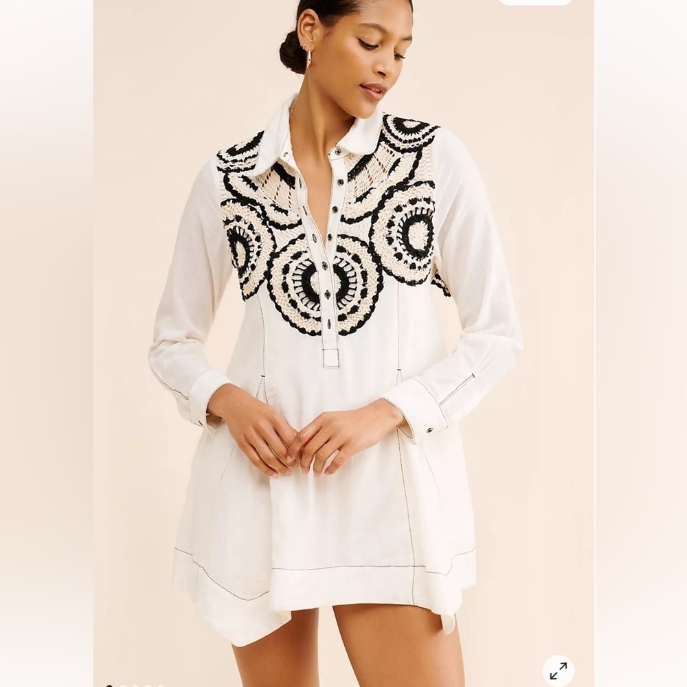 Free People Mirage Crochet Embroidered Boho Mini Dress | $248 Retail | Size S